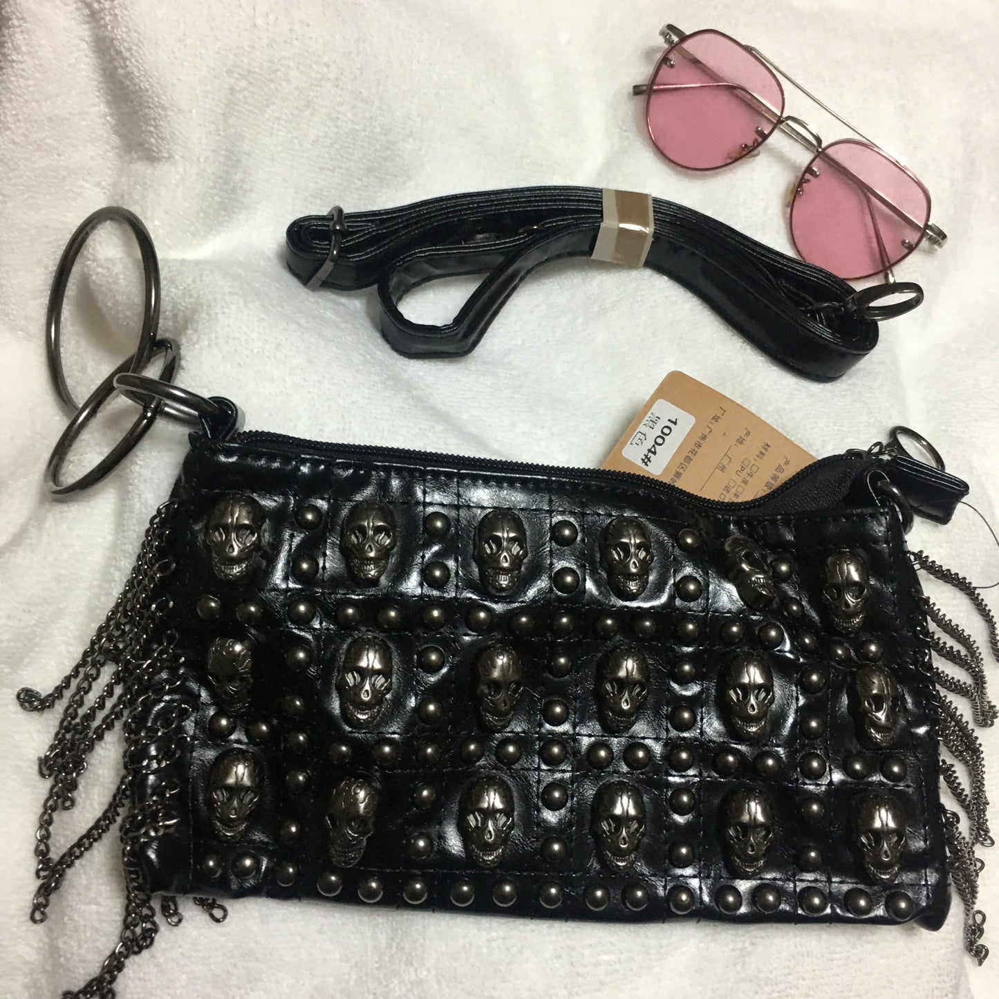 Black Skulls Rock Hobo Shoulder Crossbody Bag