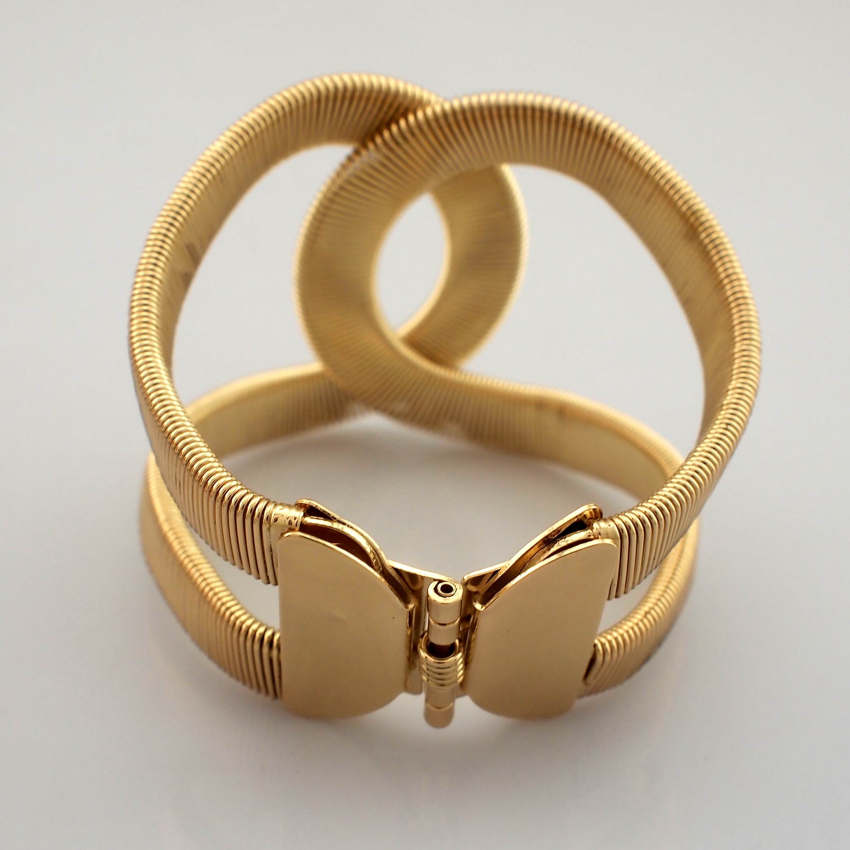 Elegant Alloy Wide With Spring Cuff Bracelet Bangles B1 in Gold /Silver