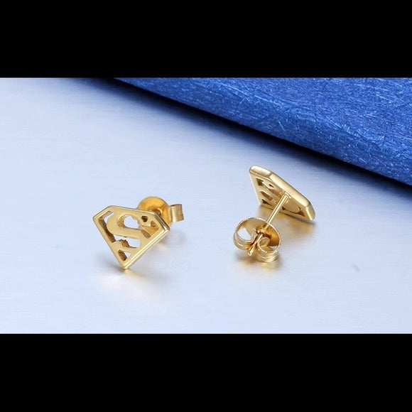 Superman Gold Stud Earrings