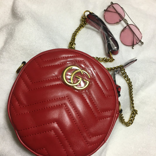 Double G Red Round Crossbody Bag