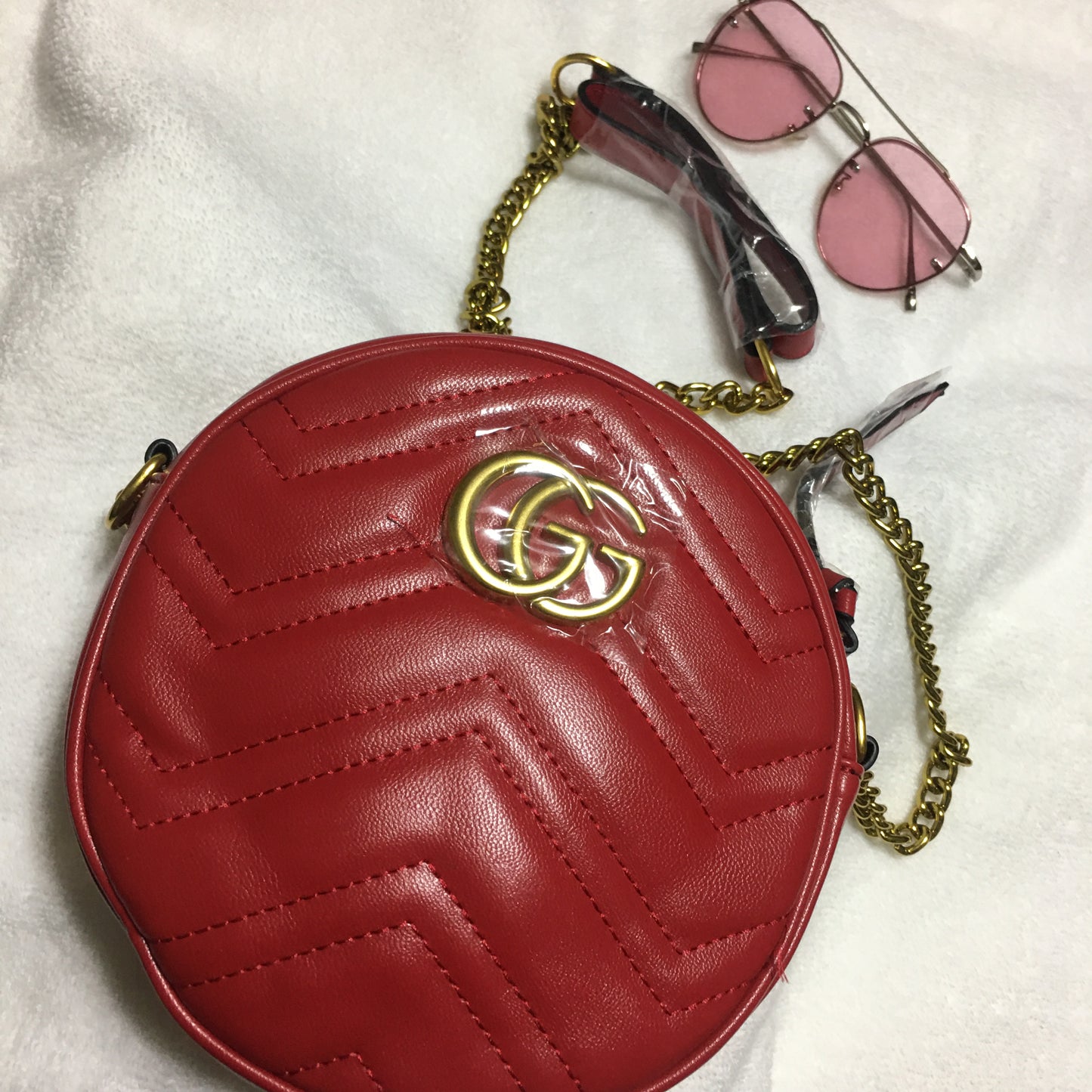 Double G Red Round Crossbody Bag