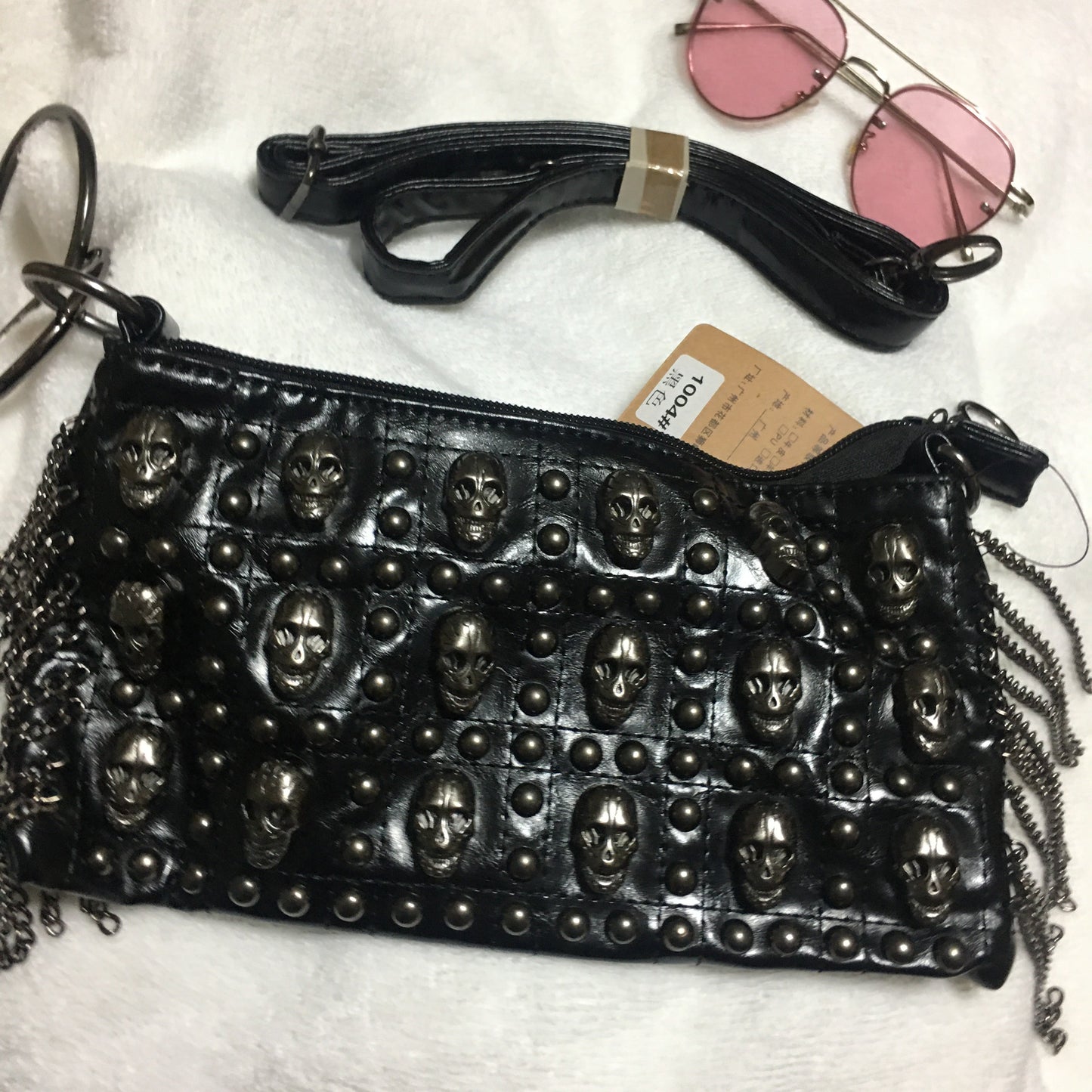 Black Skulls Rock Hobo Shoulder Crossbody Bag