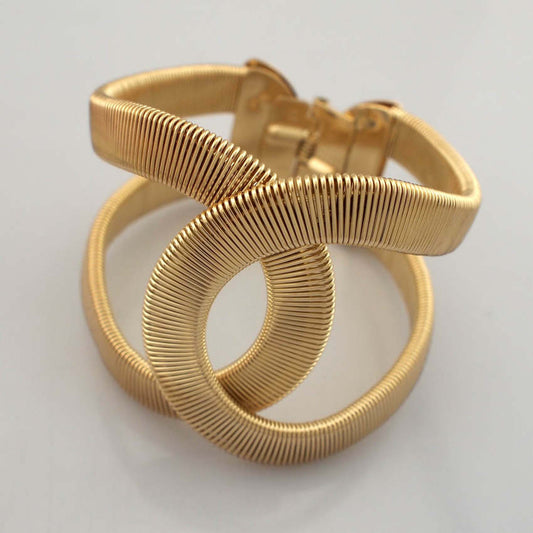 Elegant Alloy Wide With Spring Cuff Bracelet Bangles B1 in Gold /Silver
