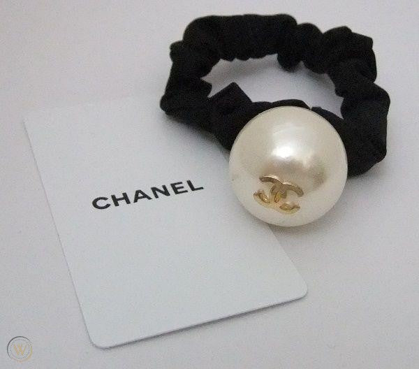 Elastic Pearl Pony Ponytail Holder Hair Tie Black