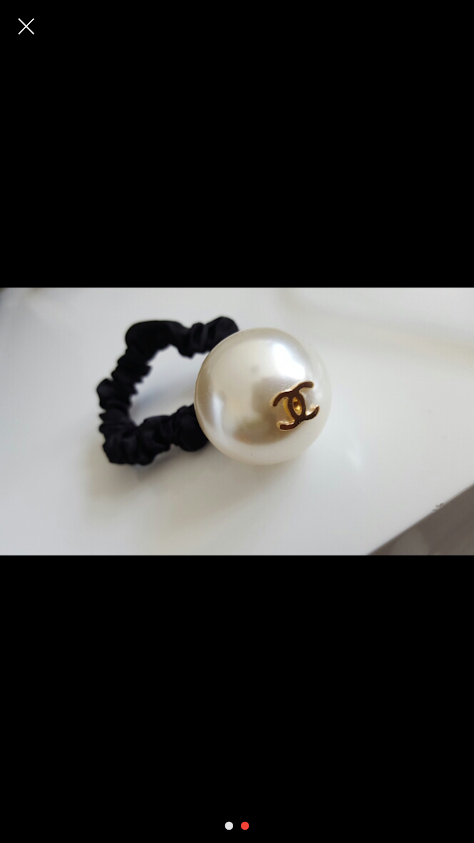 Elastic Pearl Pony Ponytail Holder Hair Tie Black