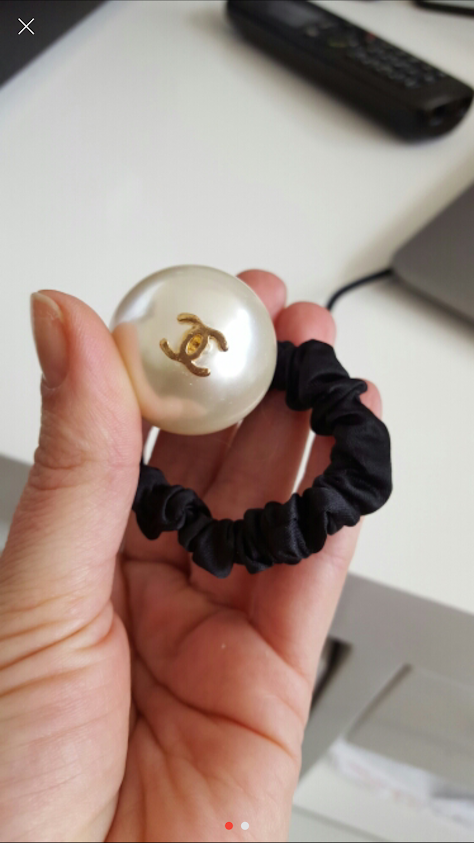Elastic Pearl Pony Ponytail Holder Hair Tie Black