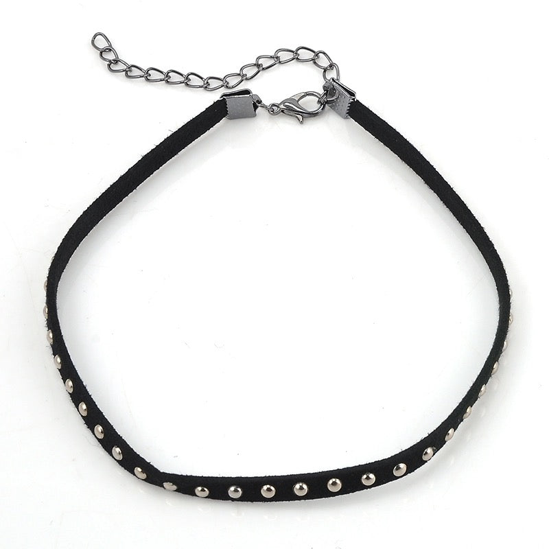 Vintage Punk Gothic Black Leather Choker Necklace Jewelry J5