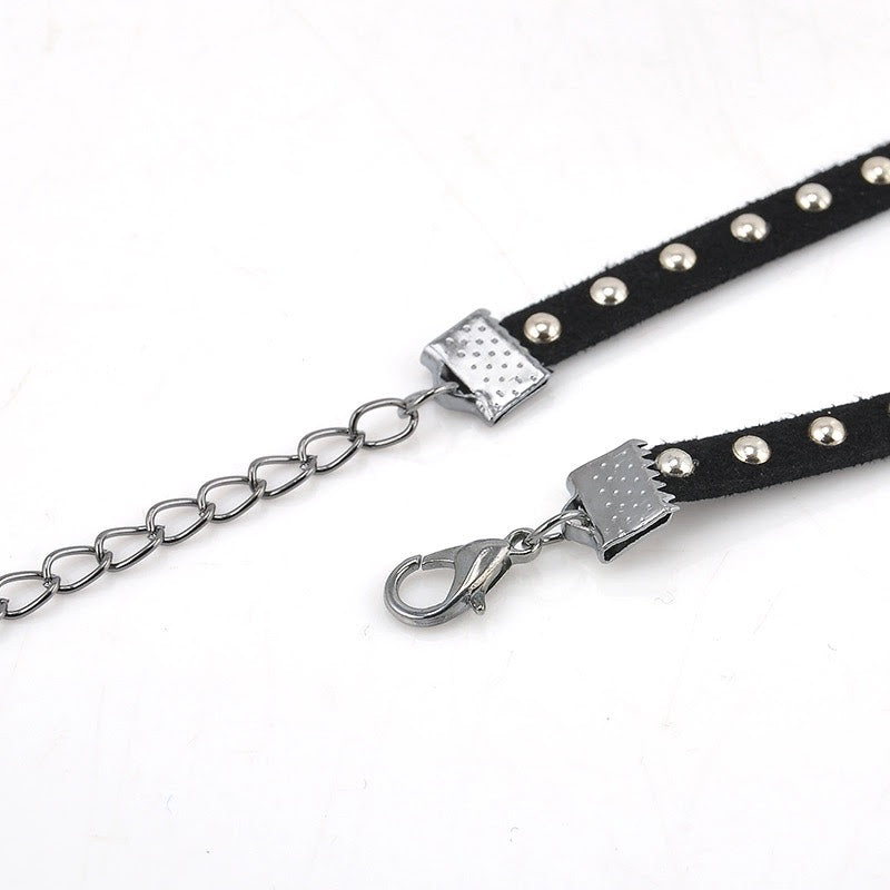 Vintage Punk Gothic Black Leather Choker Necklace Jewelry J5