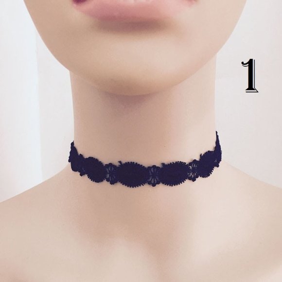 Vintage Black Lace Choker Necklace Trendy 90’s Style J6