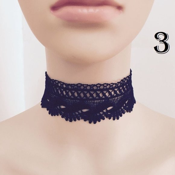 Vintage Black Lace Choker Necklace Trendy 90’s Style J6