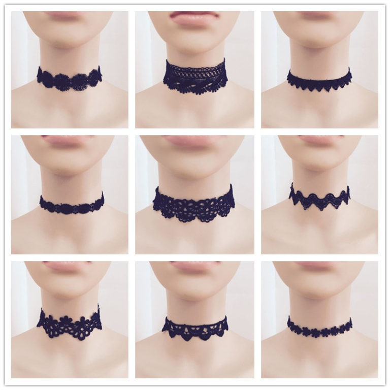 Vintage Black Lace Choker Necklace Trendy 90’s Style J6