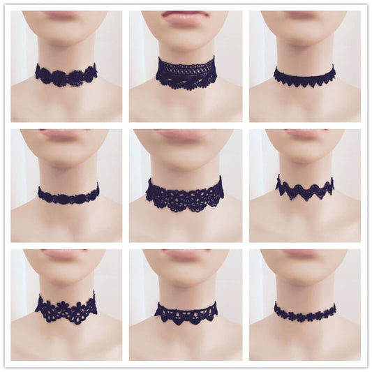 Vintage Black Lace Choker Necklace Trendy 90’s Style J6