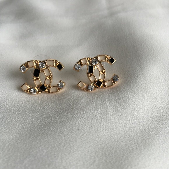 Beautiful Crystals Letter Stud Earrings