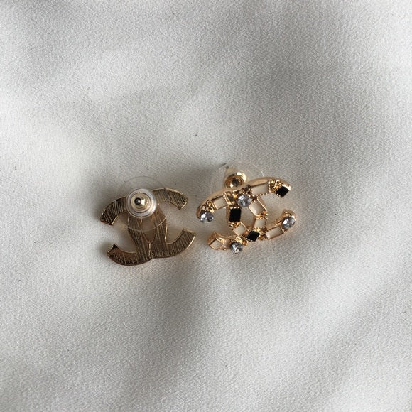 Beautiful Crystals Letter Stud Earrings
