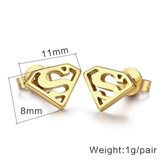 Superman Gold Stud Earrings