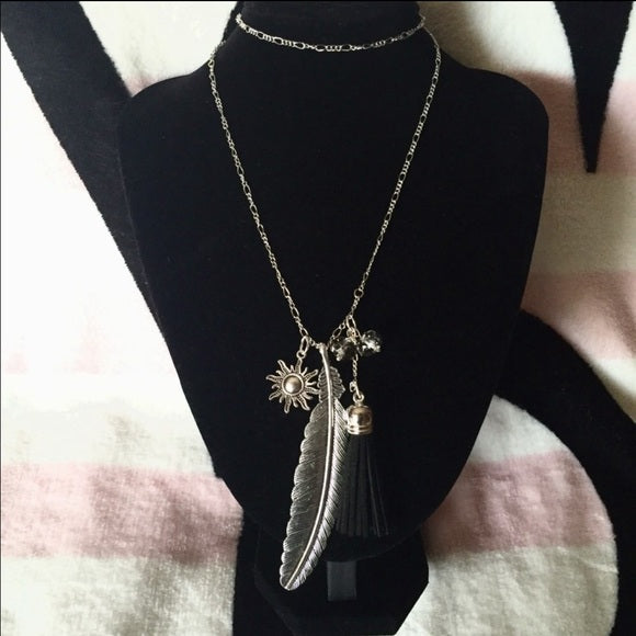 "Freedom" Feather & Sun Tassel Necklace