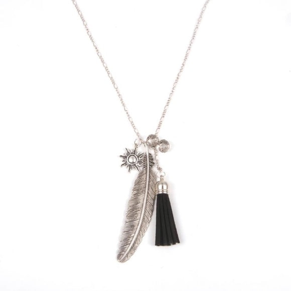 "Freedom" Feather & Sun Tassel Necklace