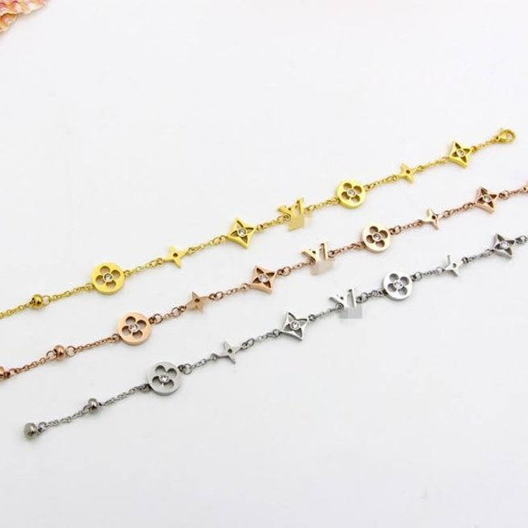 Gold/Silver/Rose Gold Flower Alphabet Bracelet