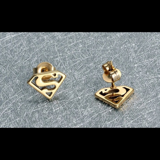 Superman Gold Stud Earrings