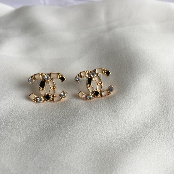 Beautiful Crystals Letter Stud Earrings