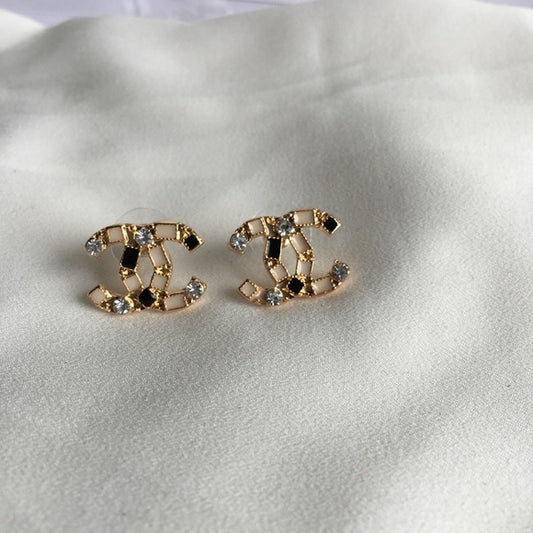 Beautiful Crystals Letter Stud Earrings